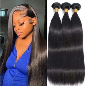 Human Hair Bundles 12 12 12 Inch Natural Color Straight Wave Bundles Human Hair Unprocessed 12A Soft Sewn In Hair with Double Weft for Black Women