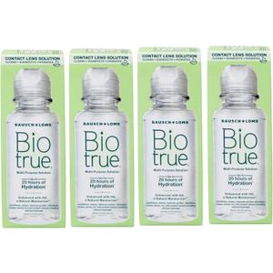 Biotrue Contact Solution, Multi-Purpose Lens Solution for Soft Lenses, Cleans, Disinfects, Removes Protein Build-Up, Dirt & Debris, Hydrates, Stores & Conditions Contacts, 2 Fl Oz (Pack of 4)