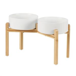 Havniva 8.3 Dog Bowls Elevated Ceramic Dog Food and Water Bowl Set, Double Raised Dog Water Bowl with Stand Non-Slip Rubber Base Large Capacity Feeding Pet Food Bowl for Large Dogs