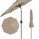 GarveeLife 10FT Outdoor Patio Umbrella, Table Market Umbrella with Push Button Tilt and Crank, 8 Sturdy Ribs UV Protection Waterproof for Garden, Deck, Backyard, Pool (Brown)
