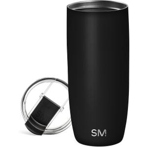 Simple Modern Voyager Tumbler with Flip Lid | Travel Coffee Mug | Insulated Stainless Steel Cold Brew Iced or Hot Coffee Cup | Gifts for Women Men Her Him | 20oz, Midnight Black