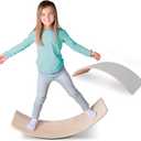 Acorn Avenue Non Slip Balance Board, 35 Inch Non Slip Felt Rocker Board Durable Wood, Kids Toddler Open Ended Learning Toy, Yoga Curvy Board