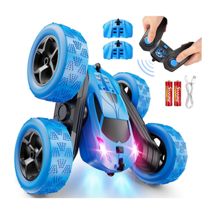 QUNREDA Remote Control Car for Kids Ages 6+, RC Cars Stunt Car Toy 4WD Double Sided 360 Rotating Remote Control with Headlights, Birthday Xmas Gifts for Boys 6 7 8 9 10 11 12 Green