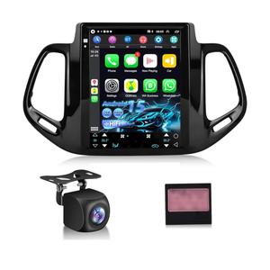 9.7 Inch Car Stereo for Jeep Compass 2017 2018 2019, 2+64G Android Touchscreen Radio with Wireless Carplay & Android Auto/WiFi/HiFi/GPS Navigation/Mirror Link/SWC,