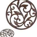 Comfify Cast Iron Trivet  Round Vintage Pattern for Kitchen or Dining Table  7.7" Diameter  Rust Brown