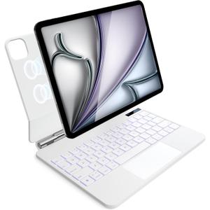 Keyboard Case for iPad Air 11 inch (M4 2026/ M3 2025/ M2 2024),iPad Air 5th/4th Gen & iPad Pro 11 inch(4th/3rd/2nd/1st Gen) case with keyboard,Magnetic Attach,Trackpad,Backlit,Shortcut Keys,White