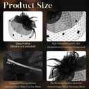 Fascinators Hats for Women Tea Party Hat Feather Mesh Headband Vintage Lace Cocktail Headwear Veil Hair Clip Church (Black)