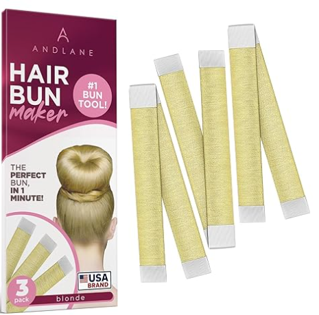 Women's Hair Bun Maker Tool - French Twist Fold Wrap Snap Hair Accessories by Andlane (3 Blonde)