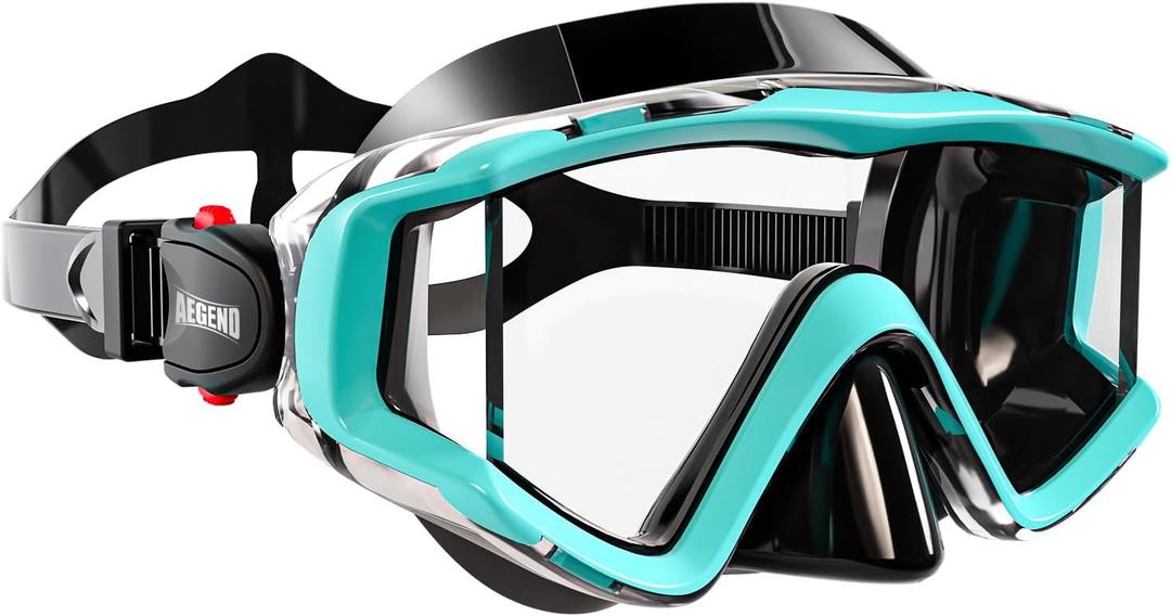 Aegend Diving Mask for Adult Youth Kid - Swim Goggles Comfort Fit with Mesh Bag for Snorkeling, Diving, Freediving & Swimming (Light Blue)