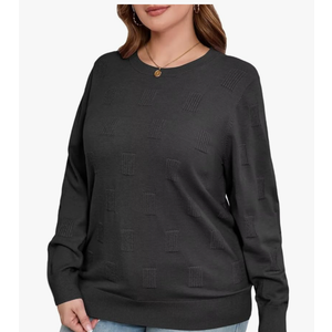 MONNURO Plus Size Sweaters for Womens Fashion Knit Long Sleeve Pullover Fall Tops Casual Shirts M