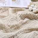 Yoofoss Muslin Blanket 100% Organic Cotton Large Twin Size 60" x 80" for Bed Couch Summer Gauze Blanket for Adults Lightweight and Breathable Apricot White