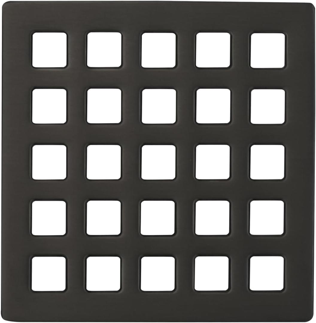Uni-Green 3-3/4 inch Square Shower Drain Grate - 3.75" Matte Black Shower Floor Drain Cover Replacement - SUS304 Stainless Steel Hair Catcher/Drain Strainer for Bathrooms, Showers