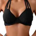 SweatyRocks Women's Cut Out Halter Bikini Top Push Up Underwire Bathing Suit Tops (Black, Size S)