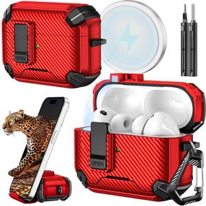 Inesore for AirPods Pro 3 Case (2025) with Phone Stand & Cleaning Kit,Compatible with Magsafe,Magnetic Automatic Lock Cover for AirPods Pro 3rd Generation