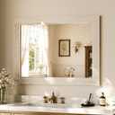 Rectangular Wall Mirror 30" x 40", Solid Wood Frame Bathroom Mirror, White