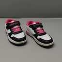 Nautica Kids Girls Sneakers with Adjustable Strap and Bungee Straps | Comfortable Casual Shoes (6, White Black Pink)