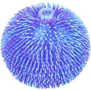 ArtCreativity Tie Dye Puffer Ball with Hanging Loop, Spiky Stress Relief Balls, 7 Inch Squeeze Fidget Toys for Kids, Calming Sensory Balls for Autistic Children, Party Favor (Purple & Blue)