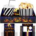 20 Pcs Halloween Movie Night Supplies Movie Night Paper Snack Trays Popcorn Candy Holder Snack Boxes Cardboard Holder Food Trays for Party Stand (Black)