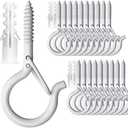 PlusRoc 12 Pack Ceiling Hooks for Hanging Plants, Planters, Outdoor String Lights, 2.2 Inch White Q-Hanger Cup Hook Screw in Ceiling Hooks Eye Hook, Wall Ceiling Fence Mount