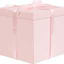 Jaywayang 10" Large Gift Box with Lid and Ribbon, Pink Gift Box with Paper Filler for Birthday, Wedding, Mother's Day, Anniversarry Presents Wrapping.