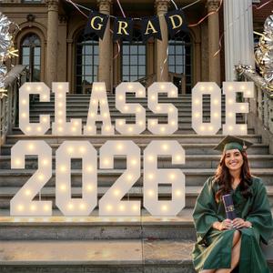 Class of 2026 Sign Graduation Decorations, Senior 2026 Graduation Decor, 2FT Marquee Light Up Numbers Letters Graduation Signs for Kindergarten High School College Graduation Photo Props Pack of 11