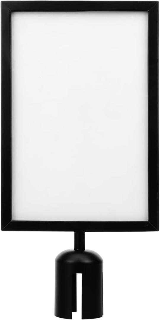 DOITOOL Stanchion Sign Holder Double-Sided Portrait Frame with Retractable Belt Isolation Column Card Insert for Queue Management 17.32X8.66X2.55 Inch (Black)