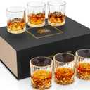 KANARS Whiskey Glasses Set of 6 with Elegant Gift Box,10 Oz Premium Old Fashioned Crystal Glass Tumbler for Liquor, Scotch, Cocktail or Bourbon Drinking, Gifts for Birthday Thanksgiving Christmas