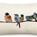 RABUSOFA 12x20 Lumbar Pillow Decorative Throw Pillows,Small Hand-Painted Outdoor Birds Pillowcases,Spring Summer Pillows Decorative Throw Cushion Covers Linen for Couch Sofa Teal Blue, 2 Pack