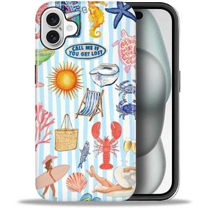 DAIZAG Case for iPhone 16 Plus, Seaside Lobster Summer Life Full-Body Design - Hybrid Dual Protection Soft TPU + Hard PC, Shockproof & Scratch-Resistant Protective Cover Phone Case for Men Women