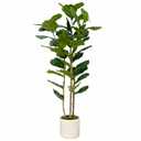 Artificial Fiddle Leaf Fig Tree 6FT with White Tall Planter-Large Faux Tree Tall Fake Floor Plant in Pot,Artificial Plants Indoor for Home Office Living Room Décor(Lyrata 6FT)