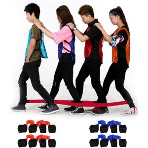 Three Legged Race Bands, 2 Sets, Team Building, 3 Legged Race Bands, Outdoor Party Group Game for Kid Adult, Cooperative Team Race for Birthday Party, Relay Race, Field Day, Backyard Activity Game (For 8 peopleRed&Blue, Red Blue)