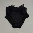 Lilosy High Waisted Tummy Control Ribbed Bikini Crop Top Brazilian Swimsuit Set 2 Piece (Large, Smooth Black)