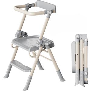 Toddler Step Stool, Kids Toddler Tower Foldable, Pro-A Structure for Maximum Stability, Kitchen Stool Helper with Anti-Drop Structure and Safety Railing, Ultra-Secure, Ideal for Toddlers & Youngsters