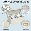 Decorative Photo Storage Box - Linen Photo Box Organizer with Dividers, Fits Holds Up to 1700 Pictures and 5x7 Photos, Memory Keepsake Organizer for Photos, Scrapbook Supplies, Cards, Stamps (Beige)