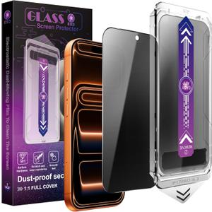 2 Pack Privacy Screen Protector for iPhone 17 Pro 6.3-Inch Auto Dust Removal, No Bubbles,Anti-Spy Tempered Glass Film, Easy Installation