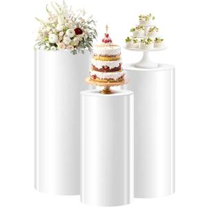 3pcs Cylinder Pedestal Stand for Parties, White Cylinder Stand for Party, Pedestal Cake Stands for Wedding Decoration, Dessert Table