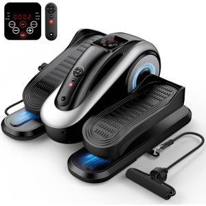 Under Desk Elliptical Machine for Seniors, Large Size Electric Leg Exerciser with 12 Adjustable Speeds & 12 Modes, Remote Control, Elastic Rope, Manual & Auto Mode for Home Office Use