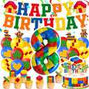 8th Birthday Decorations  Building Blocks Birthday Decorations 8 Year Old Boy  Party Kit: Number 8 Balloon, Banner, Cupcake & Cake Toppers, Balloons  Brick Theme Party Supplies for Boys 8 Years Old
