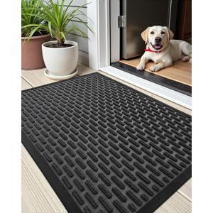 Color&Geometry Outdoor Mat for Front Door Home Entrance Outside Entry Patio Waterproof Heavy Duty Doormat Outdoor Floor Welcome Matt - 24"x36" Black
