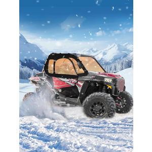 ZIDIYORUO Soft Upper Doors for Polaris RZR XP 1000 / XP Turbo 2014-2023 (2 Seater)  Updated Y K K Zippers, 3-Pane Window, Front Windshield & Side Mirror Compatible, Waterproof UTV Cab Enclosure