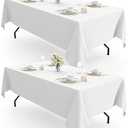 Pureegg Rectangle Table Cloth 60" x 102" Durable Polyester Tablecloth Offers Reusable & Washable Protection, Ideal for Outdoor Party, Picnic, Wedding, Banquet and Birthday, 2 Pack, White