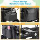 ELEMARA Foldable Wagon Stroller, Stroller Wagon for 2 Kids, Premium All Terrain Wagon for Kids with Removable Canopy, Adjustable Push/Pull Handle, Harnesses, Large Storage Bag, Gray