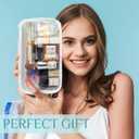 Kacctyen Clear Nylon Makeup Bag Preppy Cosmetic Bag Transparent Toiletry Pouch with Zipper Travel Skincare Toiletry Pouch Portable Cute Preppy Pencil Case for Girls Women School Stuff(Green Stripe)