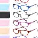 Gaoye Reading Glasses for Women, 6 pack Fashion Readers for Women Men Spring Hinge Eye Glasses, Blue Light Reading Glasses (*C1 Mix Color)