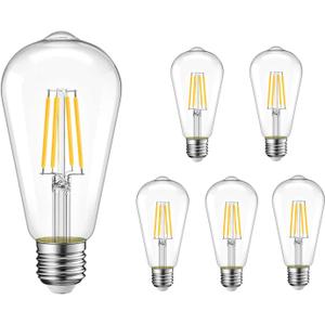Vintage Edison LED Bulb, Antique 40W E26 Bulb, Warm White 2700K, Pack of 6 (Non Dimmable)