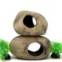 ALEGI Stackable Aquarium Ceramic Decorations Rock Caves, Betta Fish Tank Decor Accessories, Hideaway for Shrimp Cichlid Hiding Breeding Spawning (Set of 2)