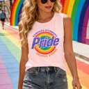 Pride Tank Top for Women - Funny Rainbow Graphic Peace Love Inclusion Diversity Hope Sleeveless Tops (Pink, XL)