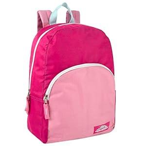 Color Block Backpacks for School Boys and Girls, 15 Inch Two Tone Backpack for Classroom, Work, Travel for Kids and Adults