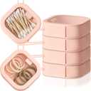 Kathfly 4 Pcs Pink Hair Tie Organizer Portable Hair Accessory Storage Containers Stackable Tie Bobby Pin Holder Home Cotton Swab Dispenser Accessories Jewelry Organizer Box