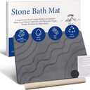 Stone Bath Mat (Large 24x16) | Diatomaceous Earth Stone Shower Mat | Non-Slip, Quick Drying, & Easy to Clean Water Absorbing Diatomite Bath Stone Mat for Bathroom, Kitchen, & Shower (1'3" x 1'11" (Rectangular), Wavy Sun Gray)